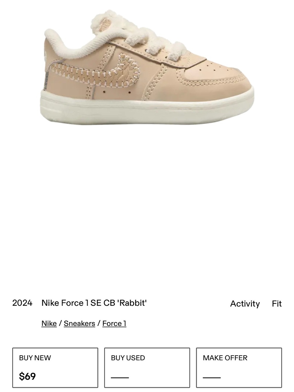 Nike Force 1 Beige Baby Sneakers